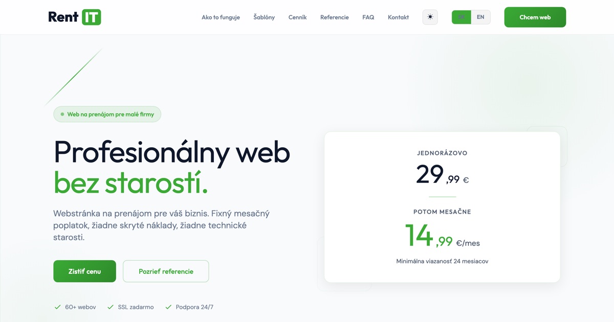 Web na prenájom pre malú firmu: skúsenosť z RentIT.sk
