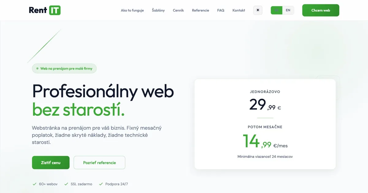 Web na prenájom pre malú firmu: skúsenosť z RentIT.sk