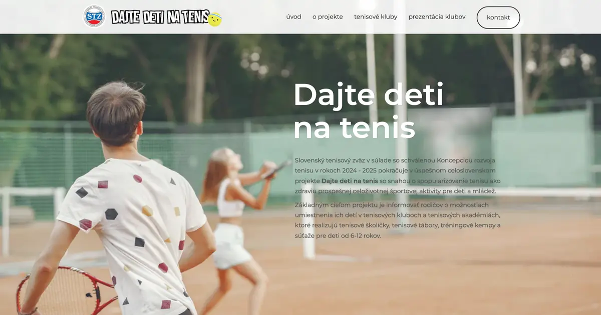 Webstránka DajteDetiNaTenis.sk, kategória Webstránky, referencia Fox Development Agency
