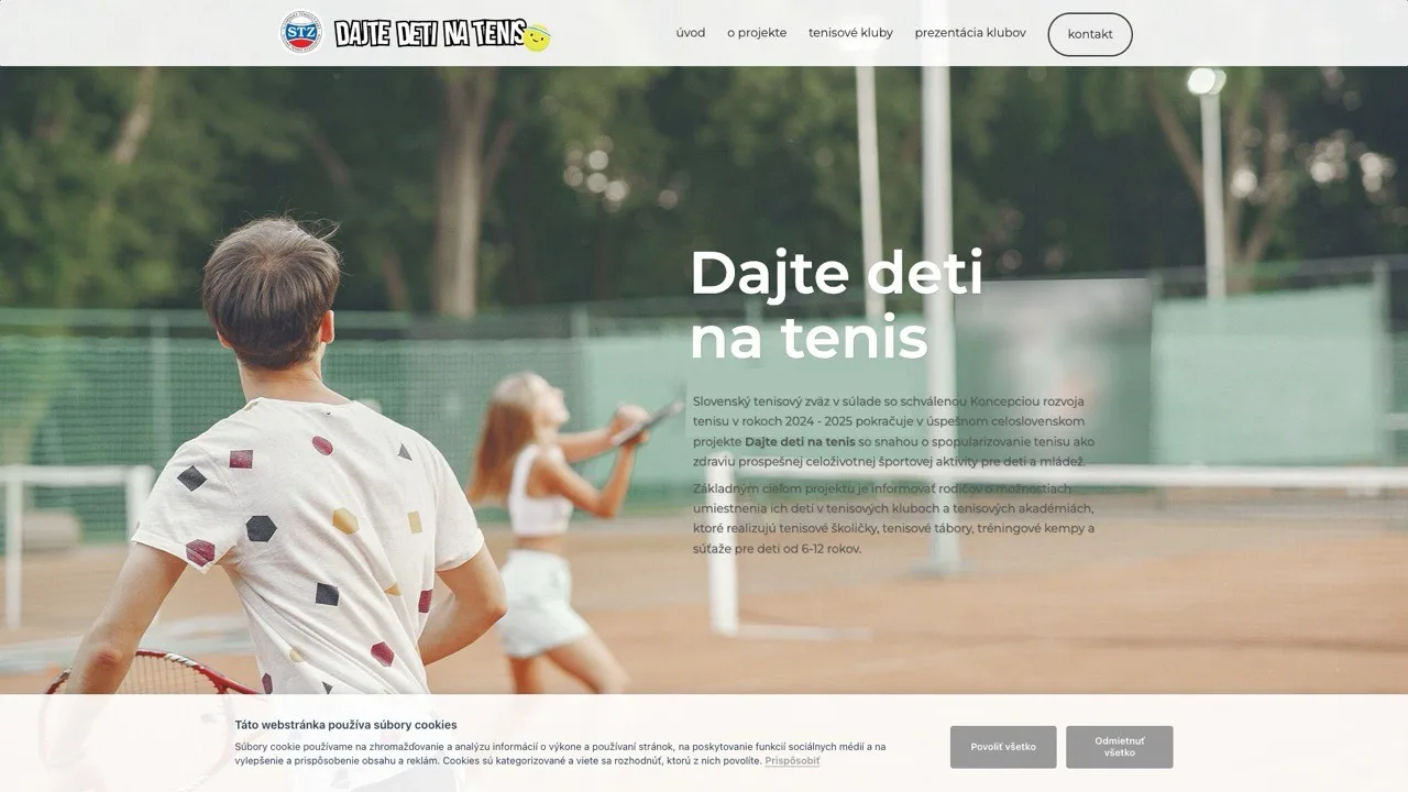 Webstránka DajteDetiNaTenis.sk, referencia Fox Development Agency