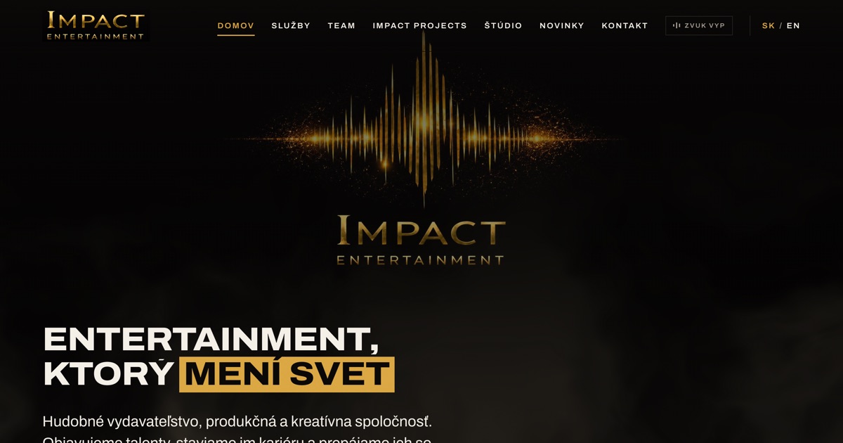 Webstránka ImpactEntertainment.sk, referencia Fox Development Agency