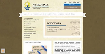 Webstránka Predkovia.sk, kategória Webstránky, referencia Fox Development Agency