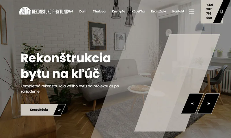 Webstránka Rekonstrukcia-bytu.sk, kategória Webstránky, referencia Fox Development Agency